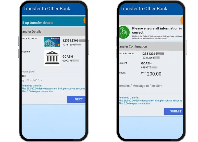 Transfer Money from Metrobank to GCash 