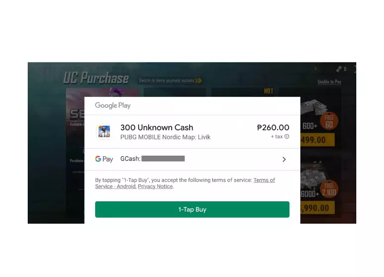 Buying PUBG Unknown Cash Using GCash