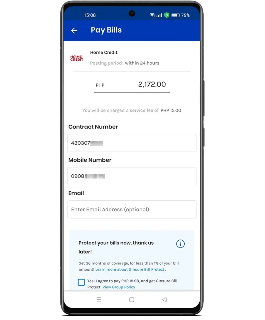 Fill out the payment information