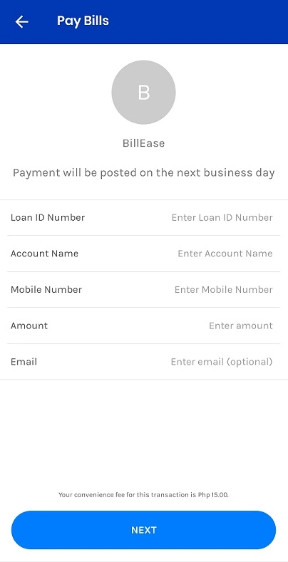  Paying with BillEase through Bill Payment features