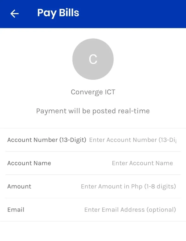 Enter Account Details