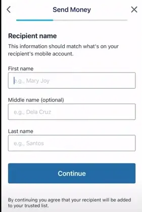 Enter the Name of the recipient