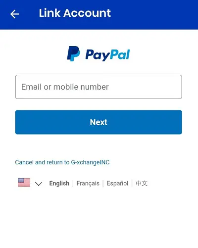 Sign in to your PayPal account with your username and password